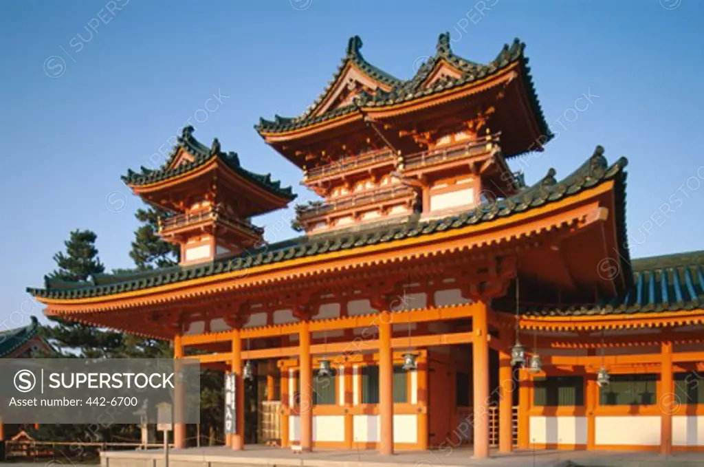 Facade of a shrine, Heian Jingu Shrine, Kyoto, Honshu, Japan