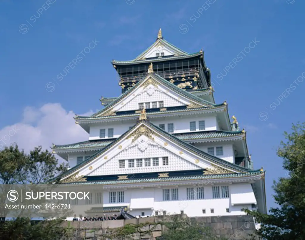 Low angle view of a castle, Osaka Castle, Osaka, Honshu, Japan
