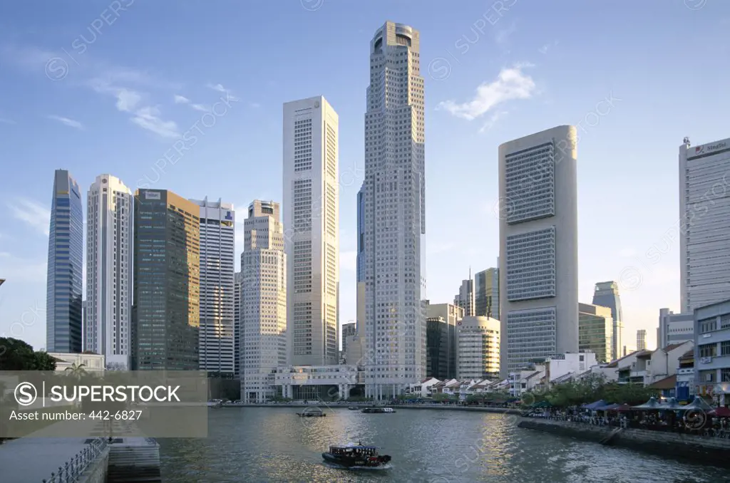 Skyscrapers in a city, Financial District, Clarke Quay and Singapore River, Singapore