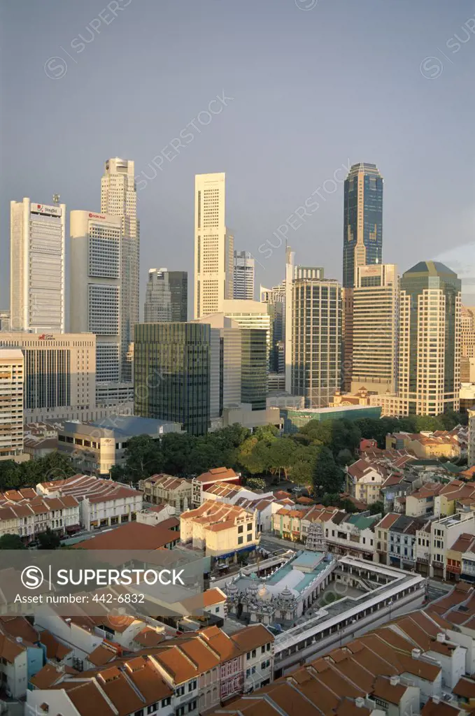 High angle view of buildings in a city, Singapore
