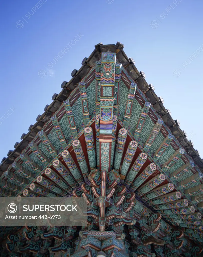 Low angle view of the roof of a temple, Pulguksa Temple, Kyongju, South Korea