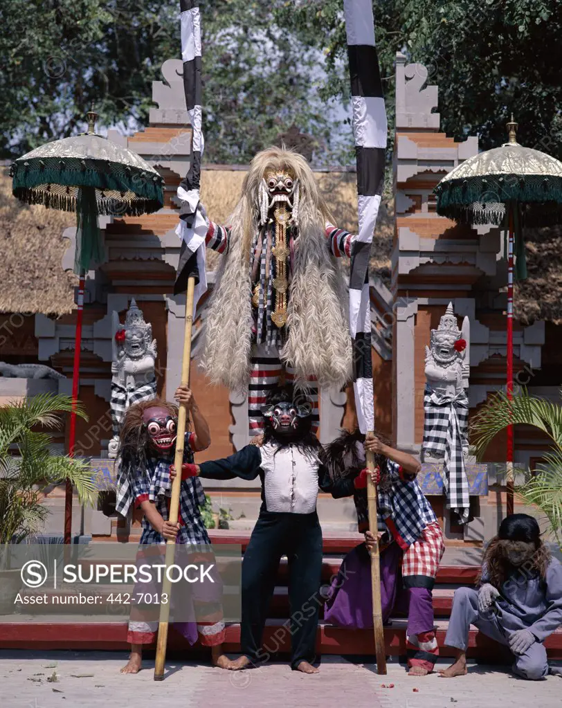 Group of people dancing, Rangda Dancers, Bali, Indonesia