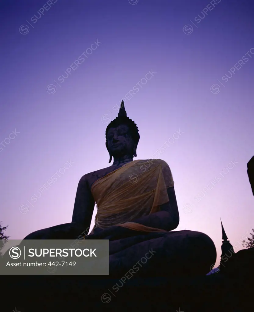 Silhouette of the Seated Buddha, Wat Mahathat, Sukhothai, Thailand
