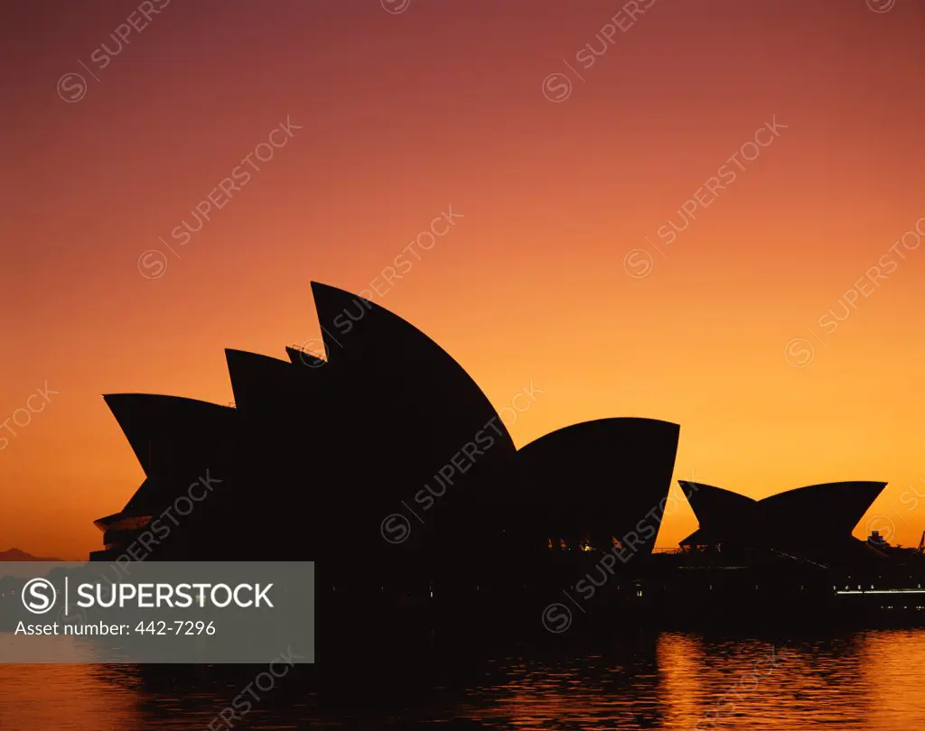 Sunrise over an opera house, Sydney Opera House, Sydney, Australia