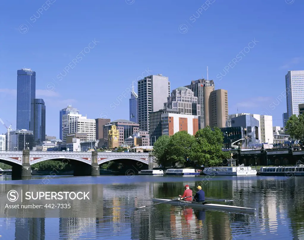 Skyscrapers along a river, Yarra River, Melbourne, Australia