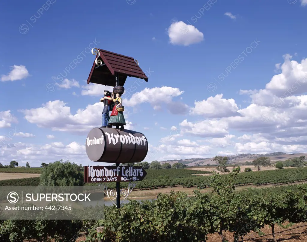Sign of a vineyard, Nuriootpa, Barossa Valley, Adelaide, South Australia, Australia
