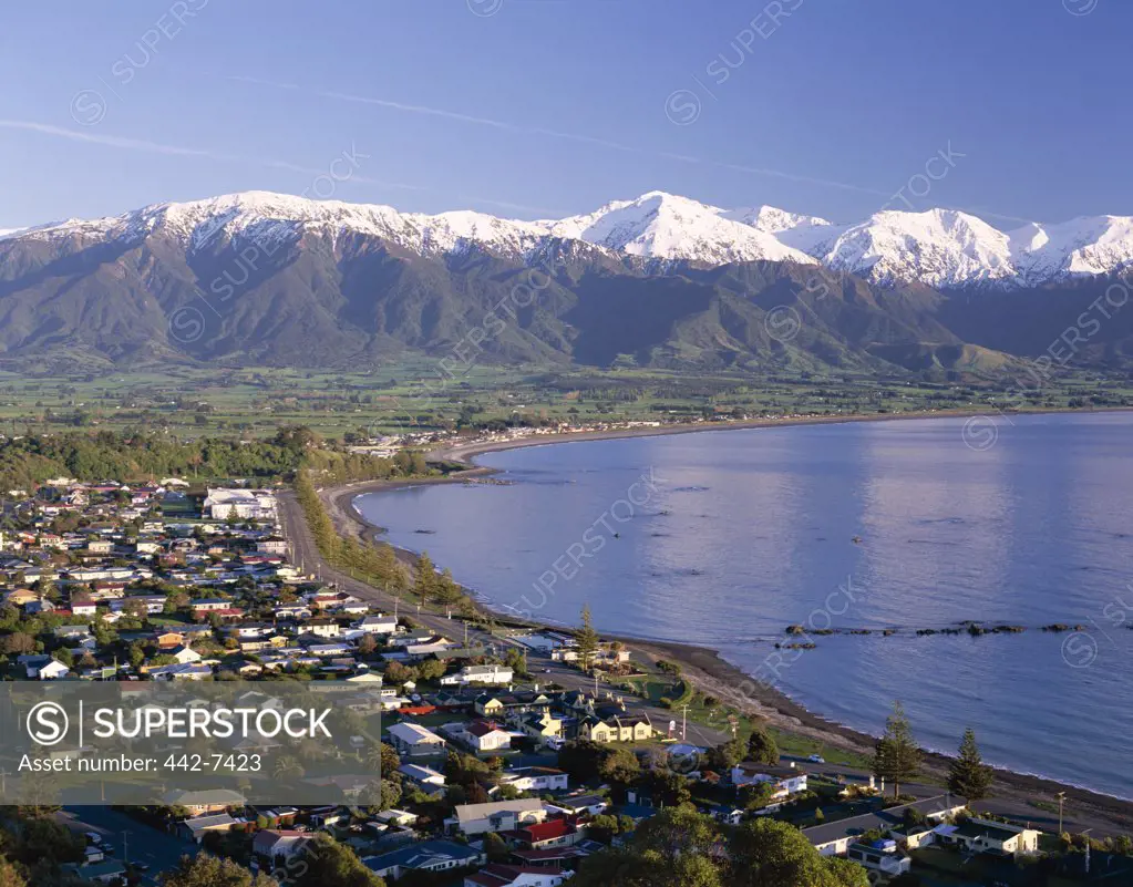 Town Skyline and Seaward Kaikoura Range, Kaikoura, South Island, New Zealand