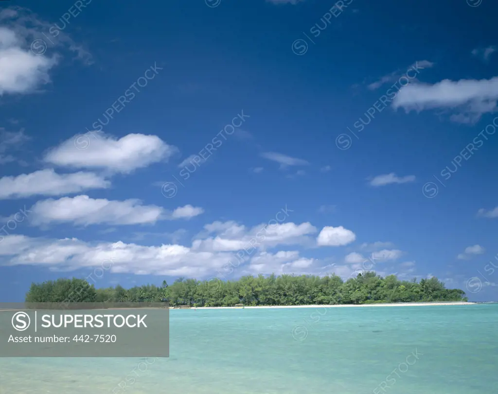 High angle view of a lagoon, Muri Beach Lagoon, Rarotonga, Cook Islands, Polynesia
