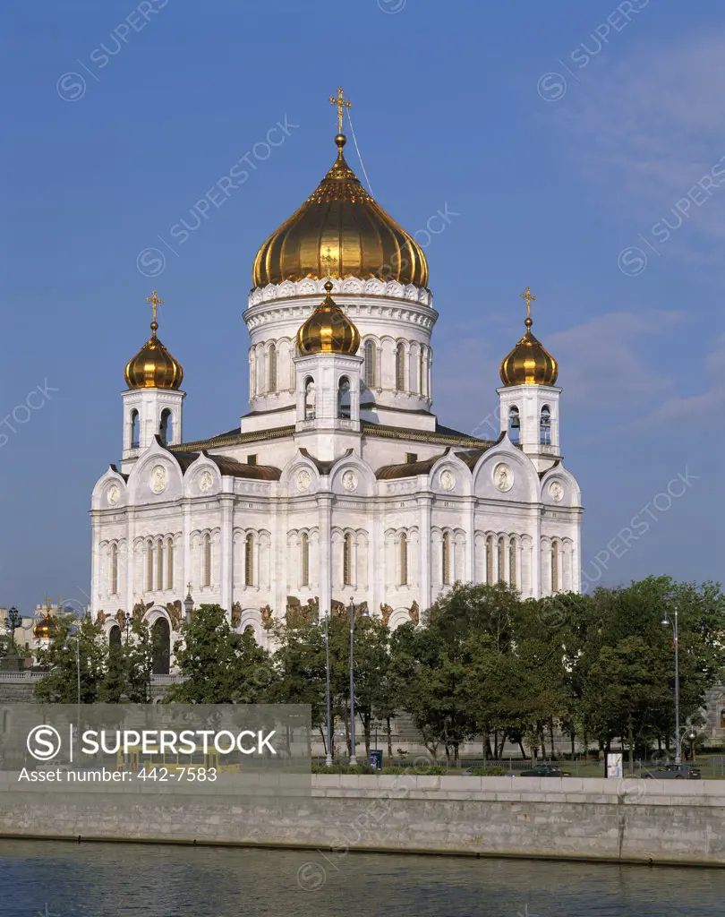 Low angle view of the Church of Christ the Saviour on Moscow River, Moscow, Russia