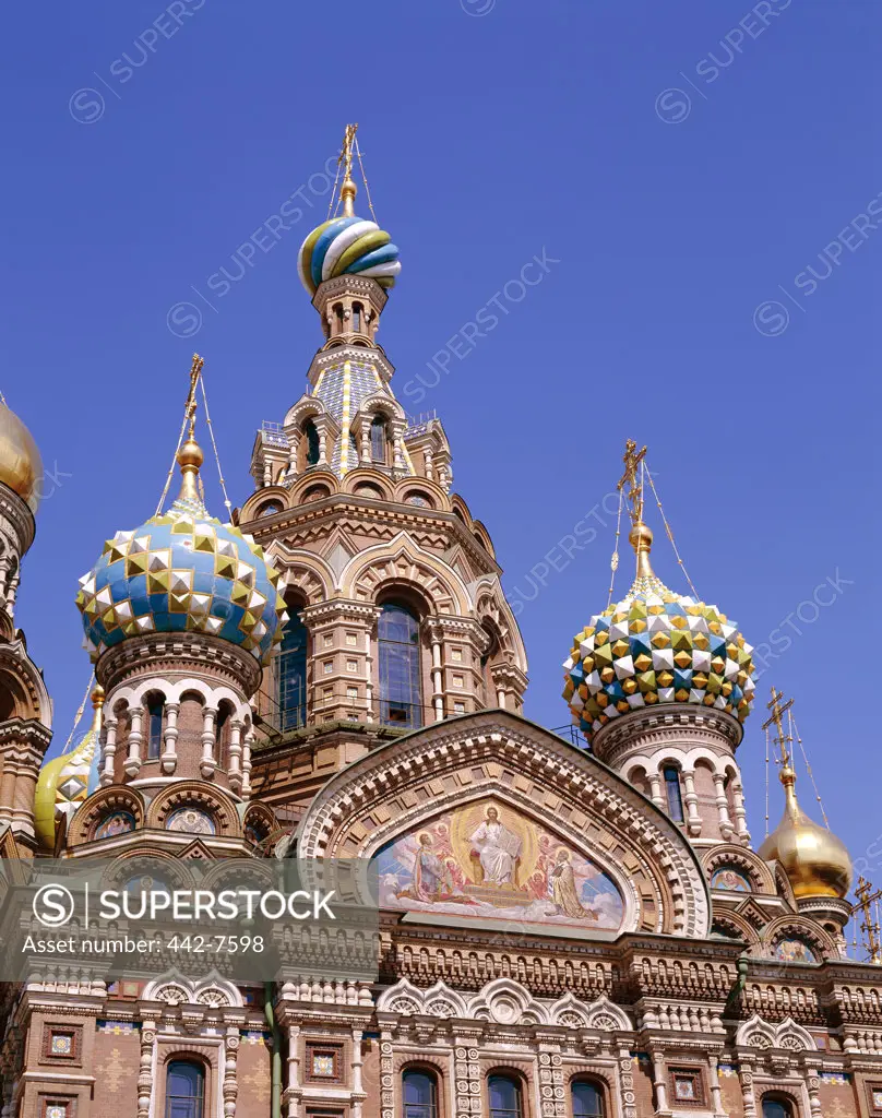 Low angle view of the Church of Christ's Resurrection, St. Petersburg, Russia