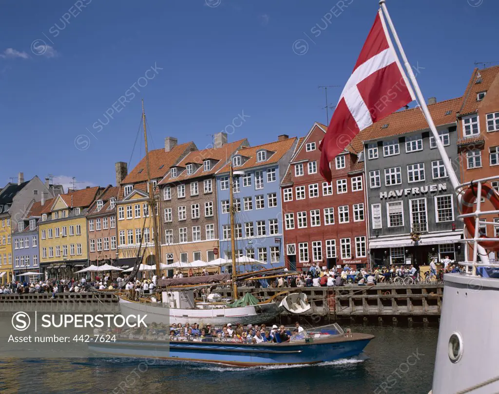 Tour boat at Nyhavn, Copenhagen, Denmark