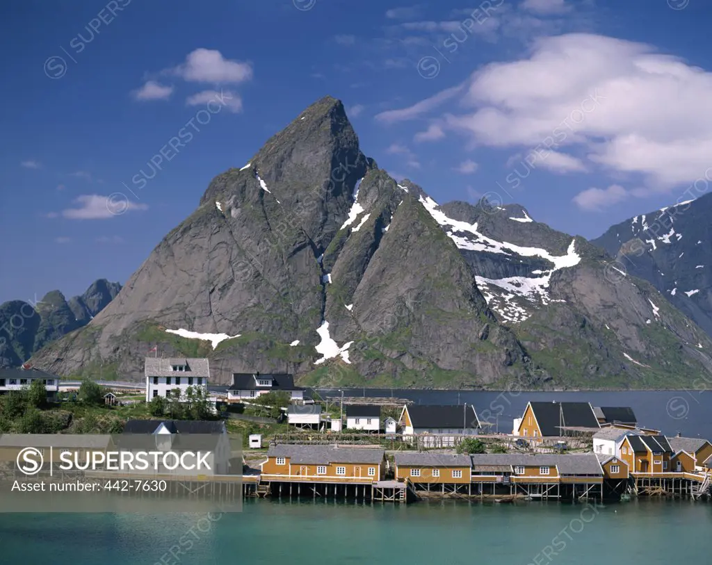Town View with Fisherman's Cabins (Rorbus), Sakrisoy, Lofoten Islands, Norway