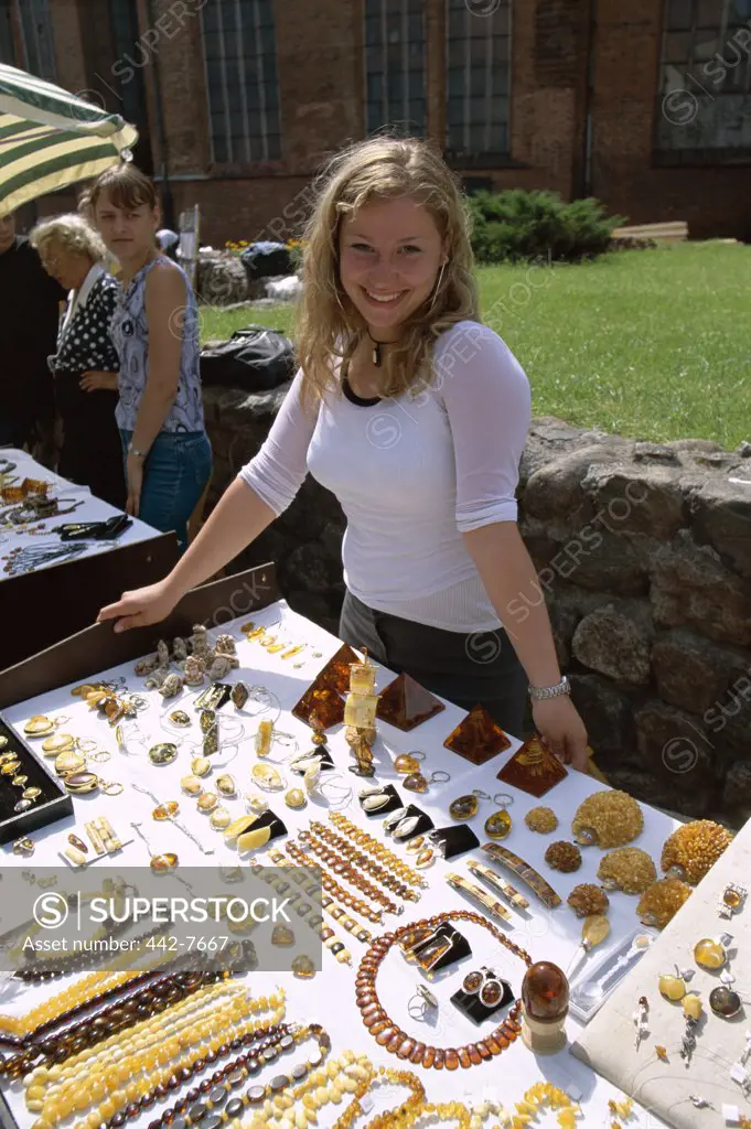 Vendor Selling Amber Articles, Riga, Latvia