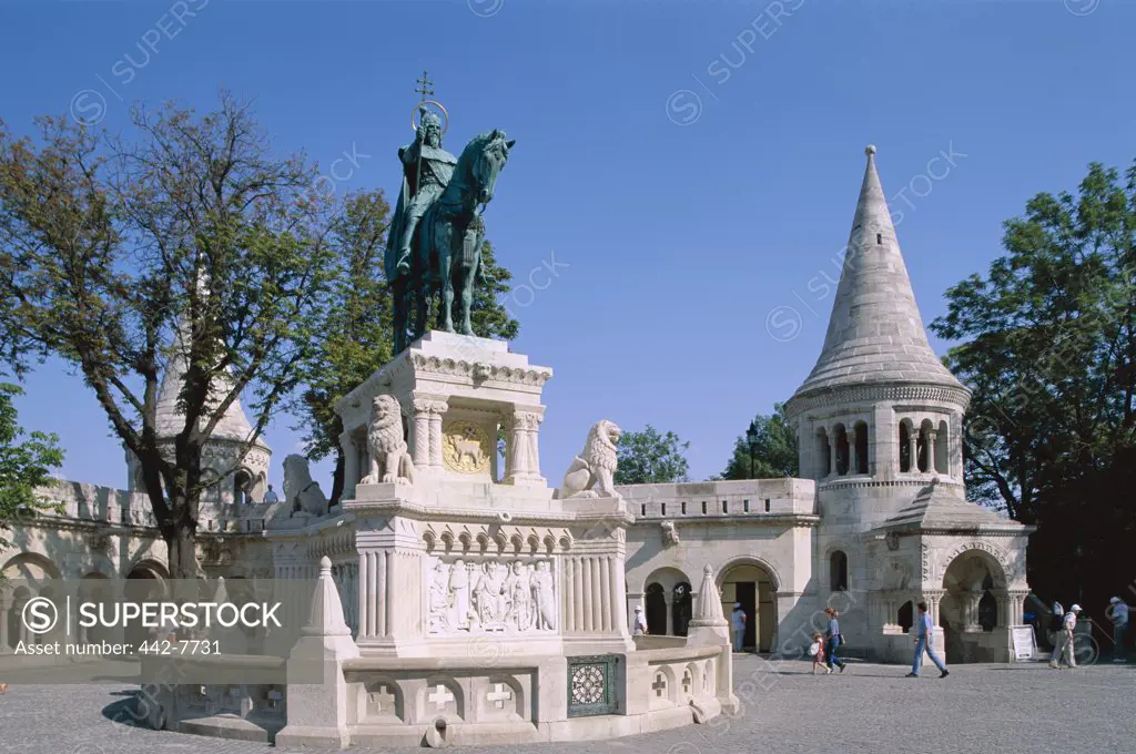 St. Stephen Statue, Fishermen's Bastion, Buda, Budapest, Hungary