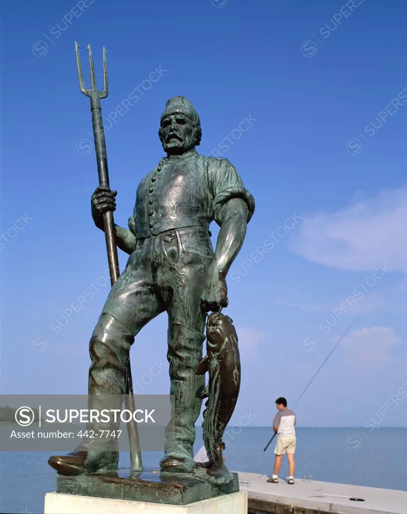 Fisherman Statue, Balatonfured, Lake Balaton, Hungary