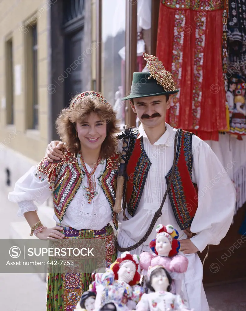 Couple Dressed in Traditional Hungarian Costume, Budapest, Hungary