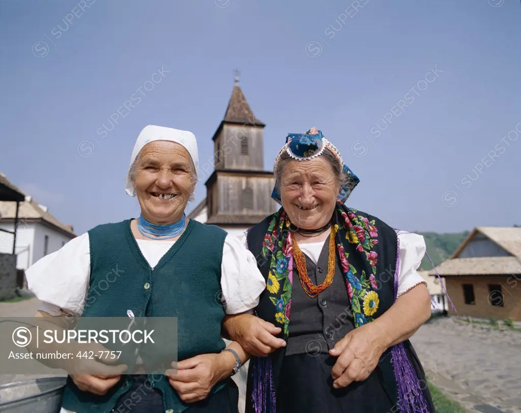 Local Elderly Women Dressed in Traditional Costume, Holloko, Hungary