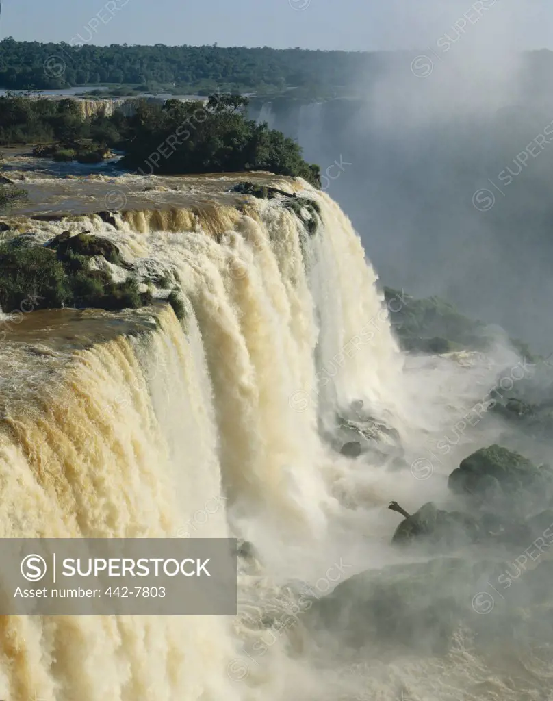 High angle view of a waterfall, Iguassu Falls, Brazil