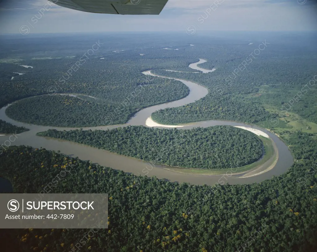 Aerial view of the Amazon River, Amazon Jungle, Brazil