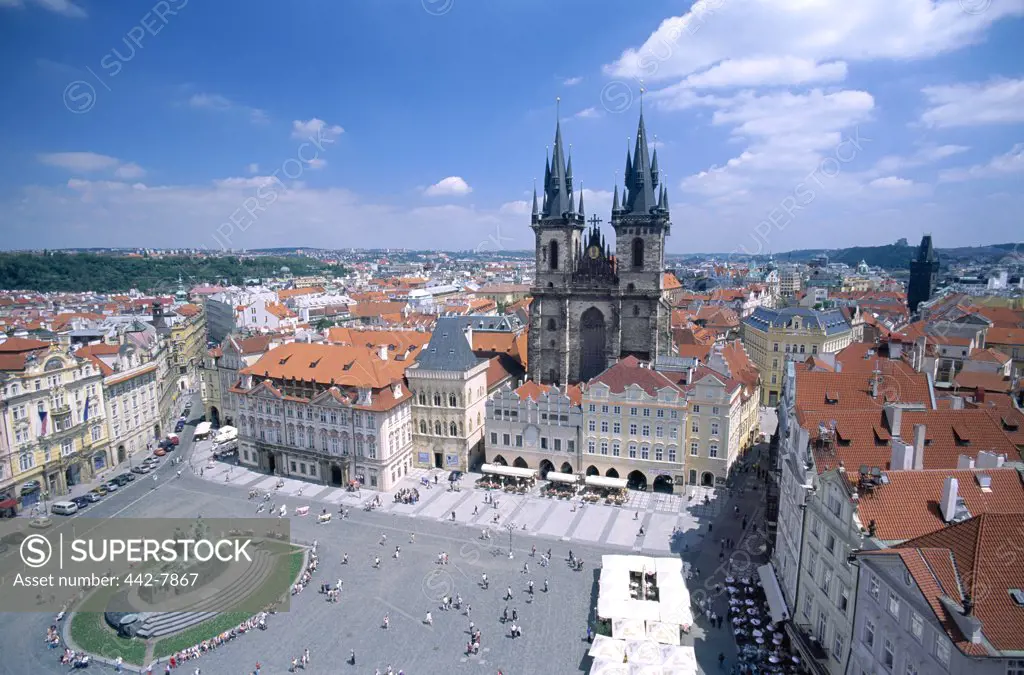 High angle view of Old Town Square, Prague, Czech Republic