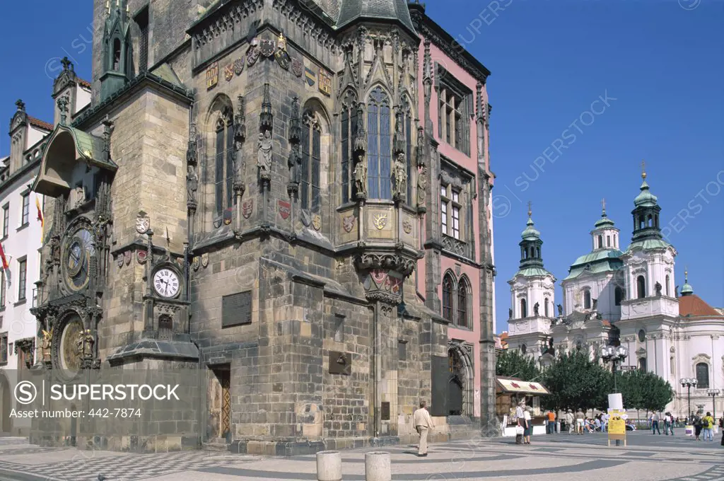 Low angle view of the Old Town Hall, Old Town Square, Prague, Czech Republic