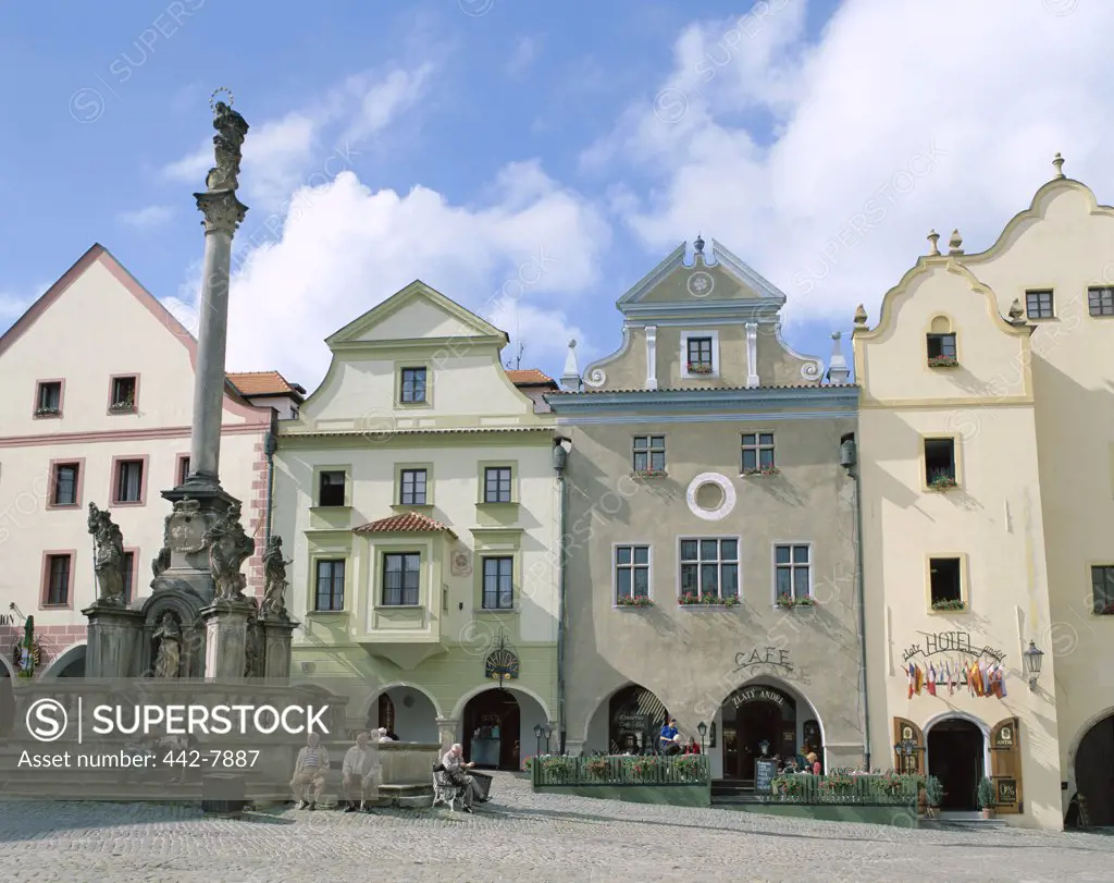 Buildings at the Old Town Square, Cesky Krumlov, South Bohemia, Czech Republic