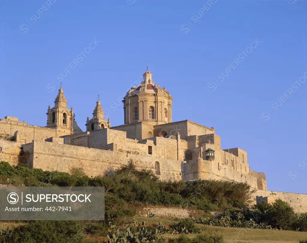 Low angle view of a building on a hill, Mdina, Malta
