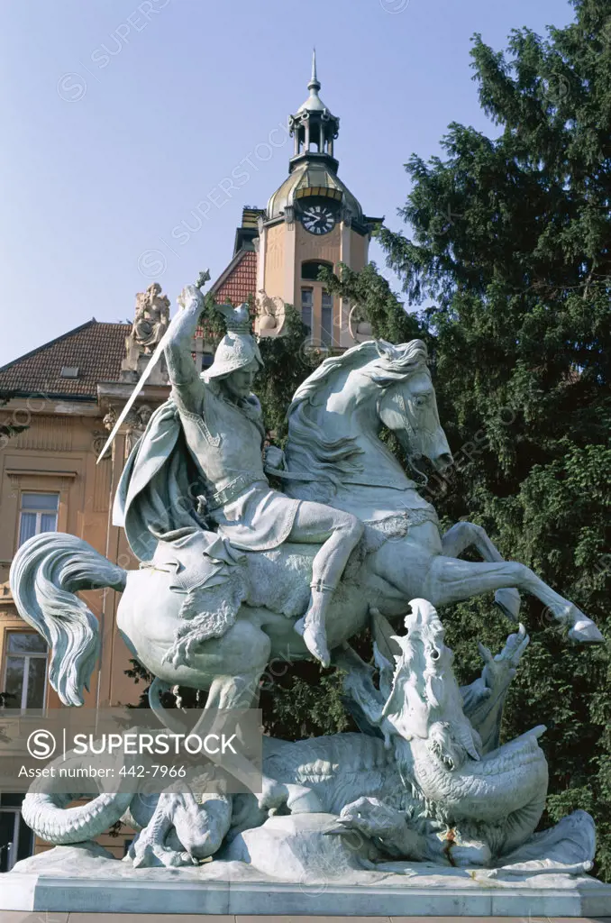 Statue of St. George slaying the dragon, Marshal Tito Square, Zagreb, Croatia