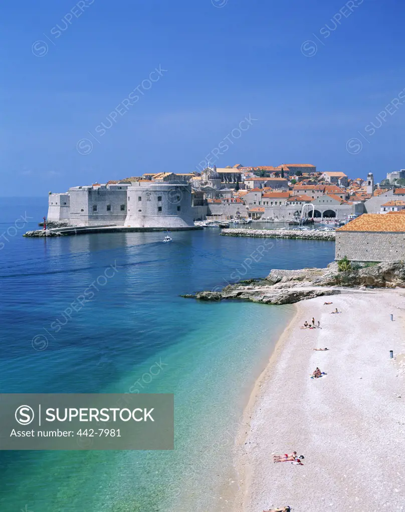 Buildings along the beach, Dubrovnik, Dalmatian Coast, Croatia