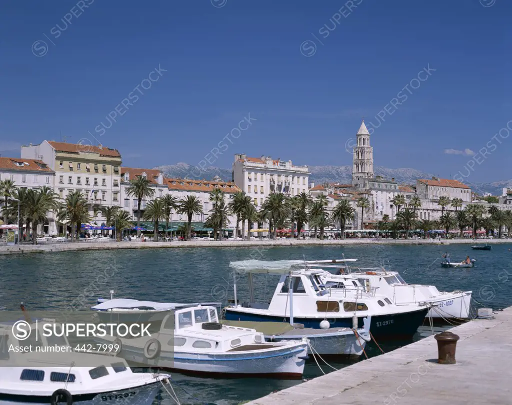 Boats in a harbor, Split, Dalmatian Coast, Croatia