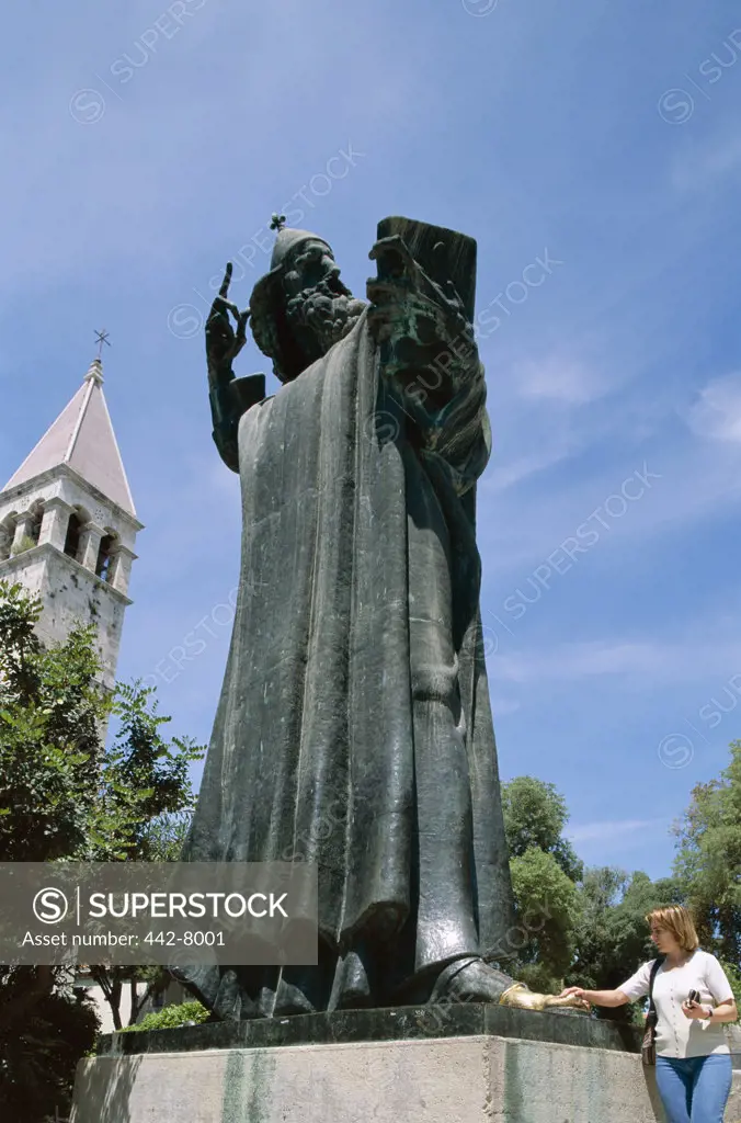 Low angle view of the Gregorius of Nin Statue, Split, Dalmatian Coast, Croatia