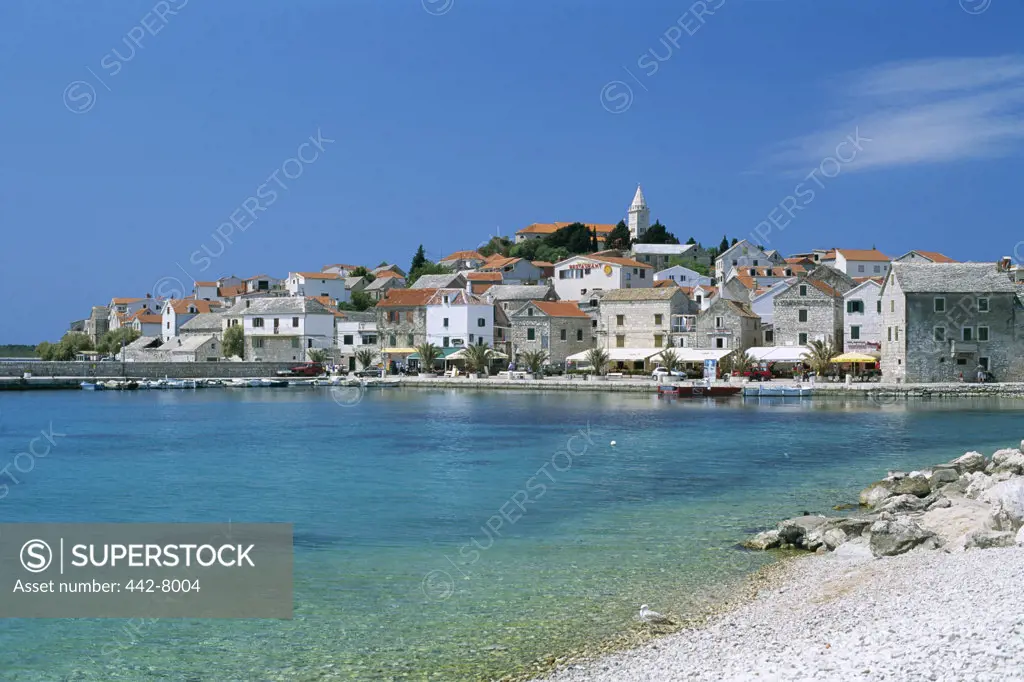 Buildings along a coast, Primosten, Dalmatian Coast, Croatia