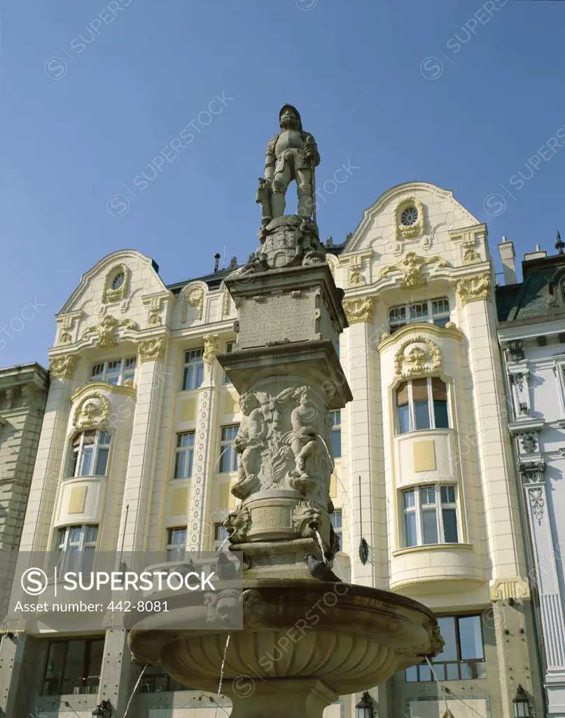 Low angle view of the Roland Statue in the Old Town Market Place, Bratislava, Slovakia
