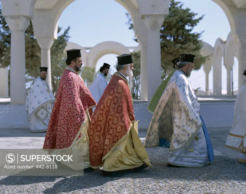 Greek Orthodox, Priests, Santorini, Thira (Fira), Cyclades Islands, Greece