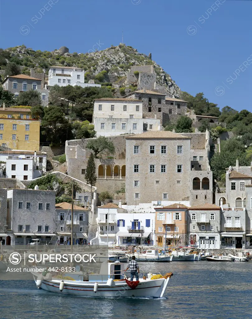 Town View and harbor, Hydra, Argo-Saronic Islands, Greece