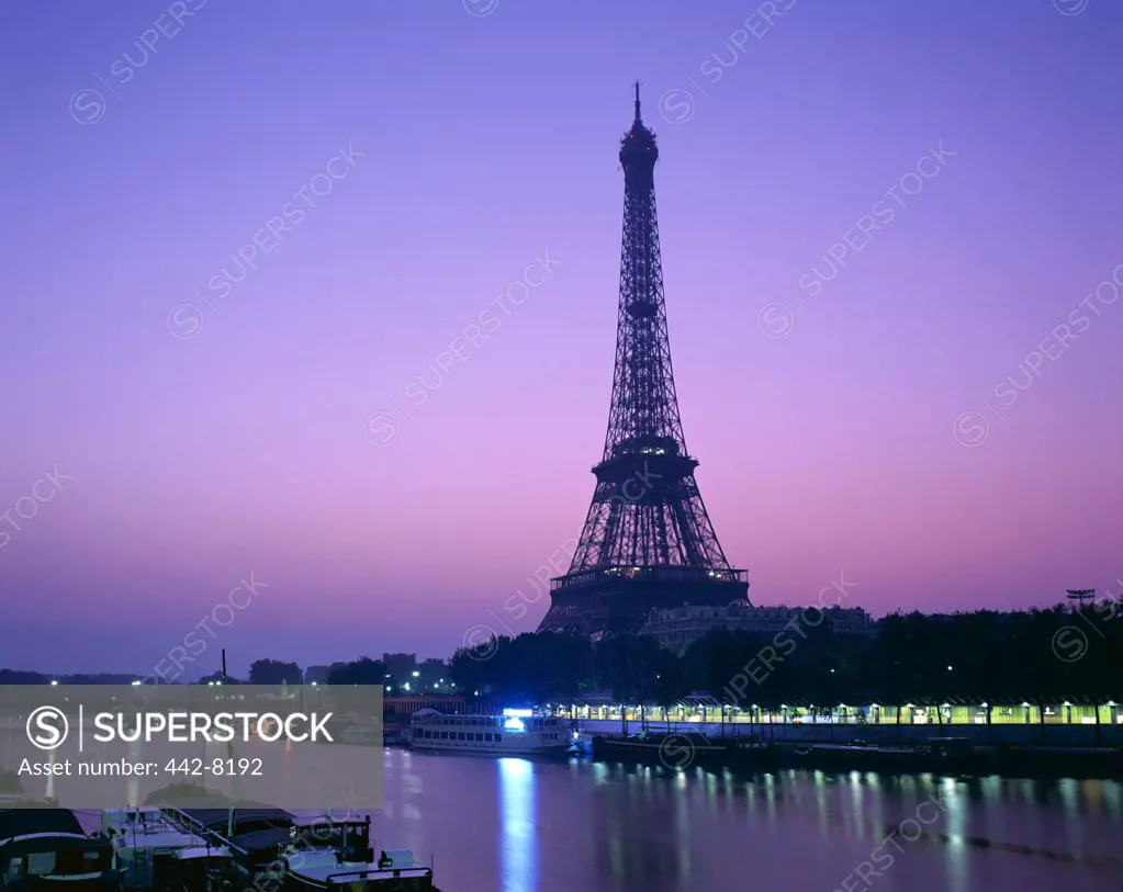Tower at night, Eiffel Tower, Paris, France