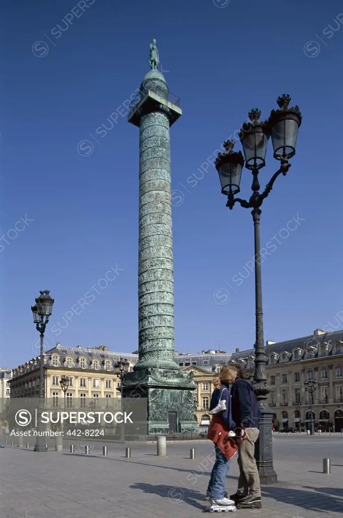 Low angle view of a column, Column of Napoleon, Place Vendome, Paris, France