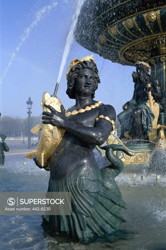 Close-up of a water fountain, Place de la Concorde, Paris, France
