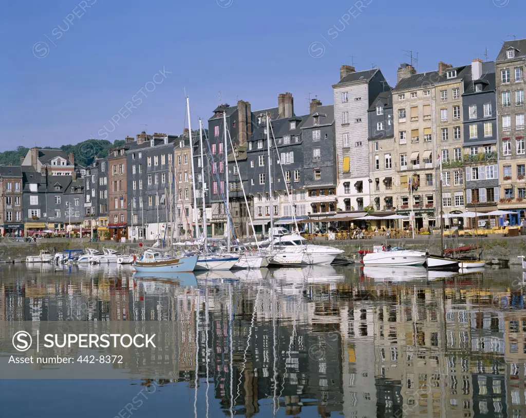 Yachts and Honfleur Harbor, Honfleur, Normandy, France