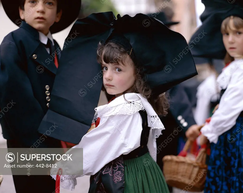 Girl Dressed in Regional Costume wearing Alsatian Headdress, Alsace, France