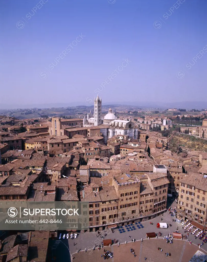 View from Torre del Mangia, Piazza del Campo, Siena, Tuscany, Italy