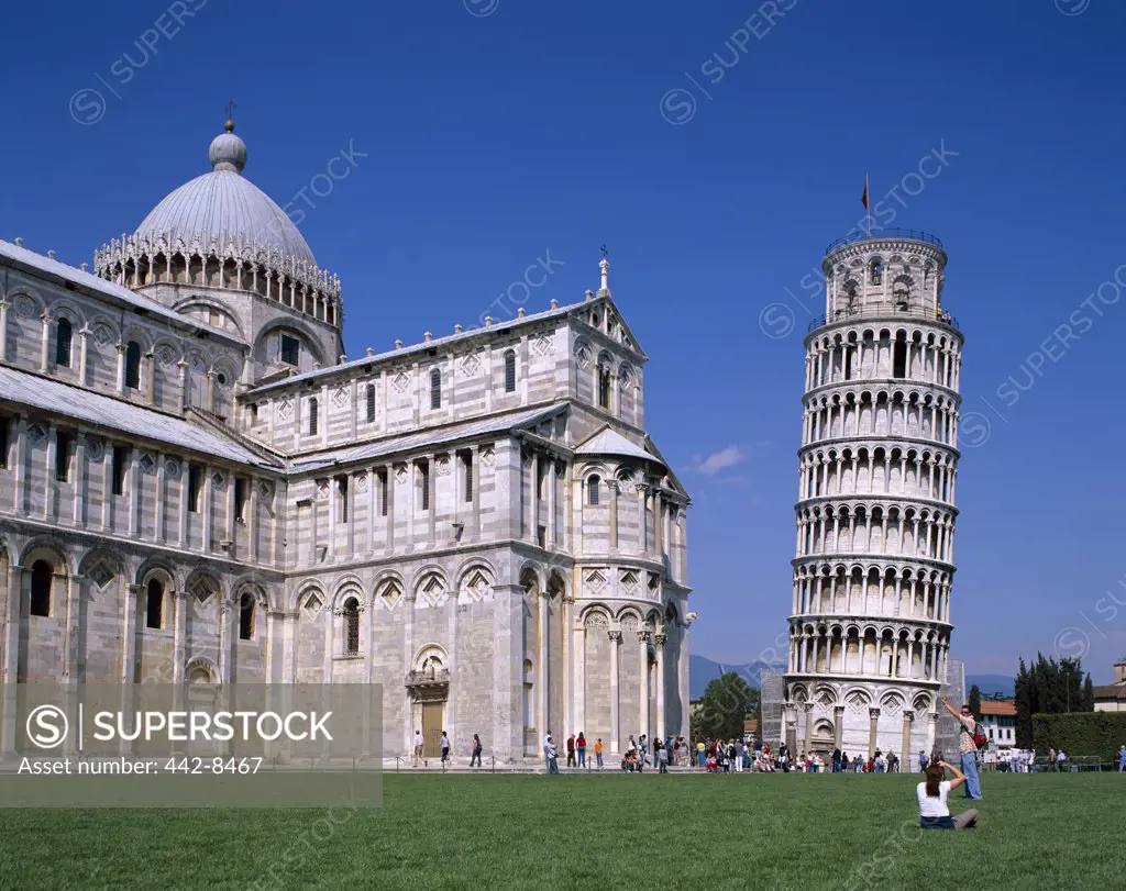 Low angle view of a tower, Leaning Tower, Duomo, Pisa, Italy