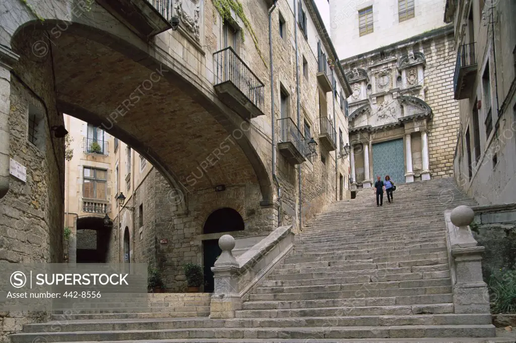 Steps and Arches, Old Town Center, Girona, Catalonia, Spain