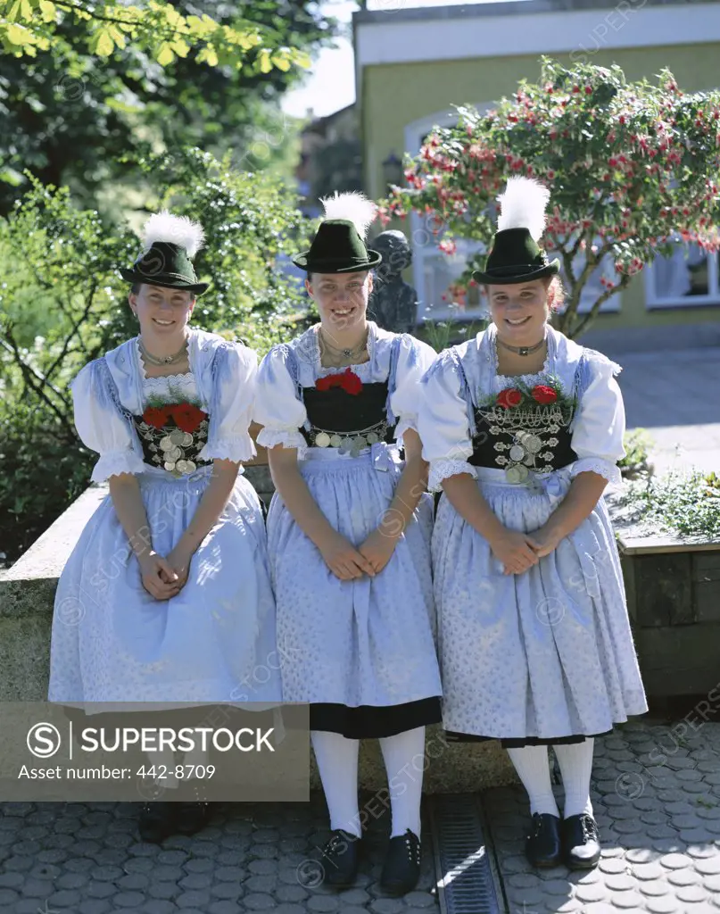 Women Dressed in Bavarian Costume, Bavarian Festival, Rosenheim, Bavaria, Germany 