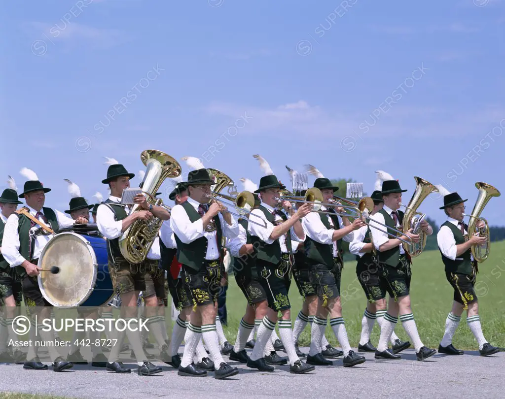Marching Brass Band, Bavarian Festival, Rosenheim, Bavaria, Germany