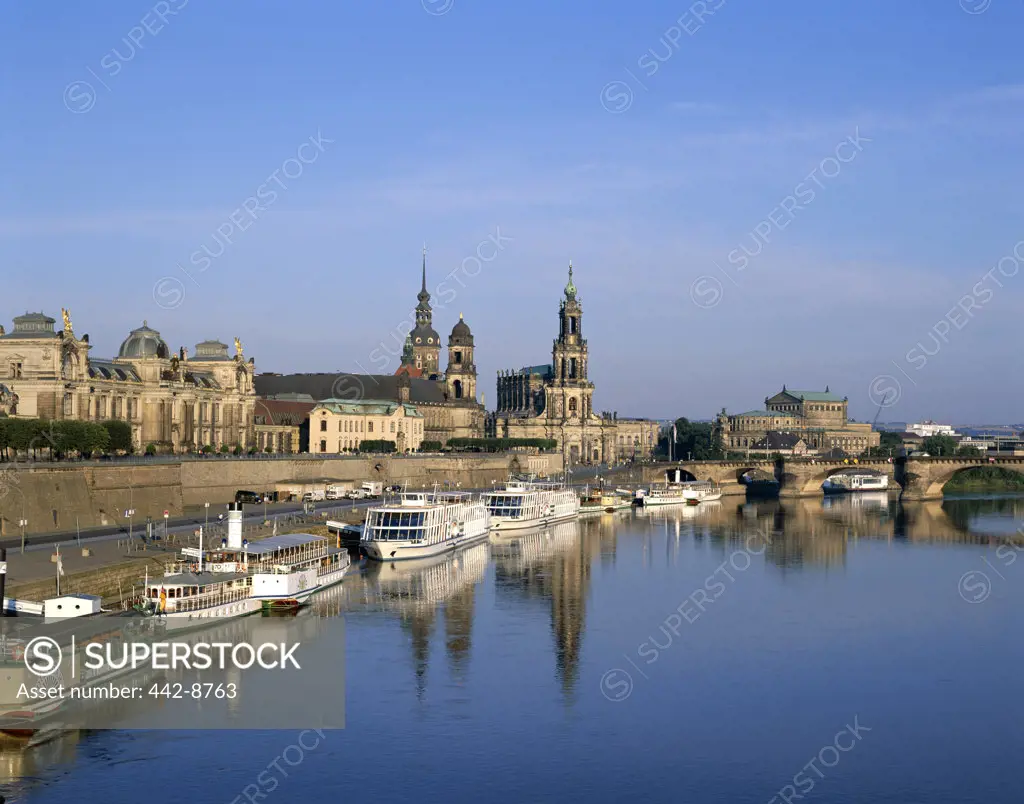 Elbe River and City Skyline, Dresden, Saxony, Germany