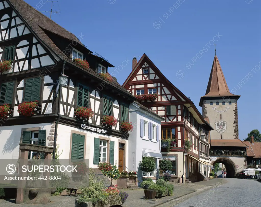 Timbered Houses, Street Scene, Black Forest (Schwarzwald), Gengenbach, Baden-Wurttemberg, Germany