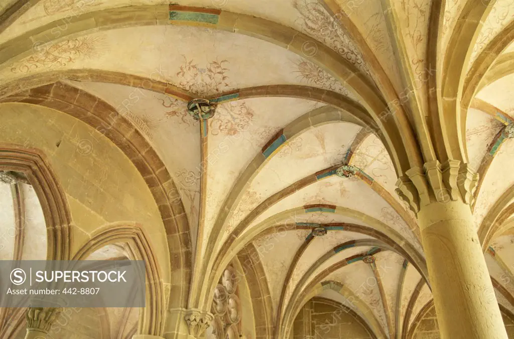 Low angle view of a vaulted roof, Maulbronn Abbey, Black Forest (Schwarzwald), Maulbronn, Baden-Wurttemberg, Germany