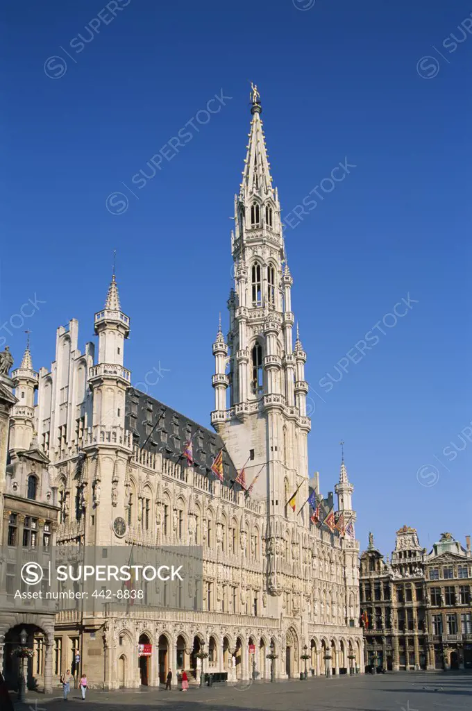 Low angle view of the Town Hall, Grand Place, Brussels, Belgium