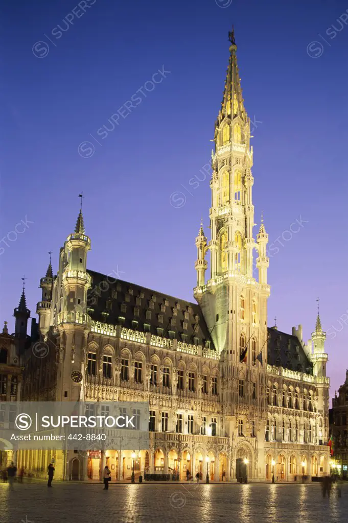 Low angle view of the Town Hall, Grand Place, Brussels, Belgium